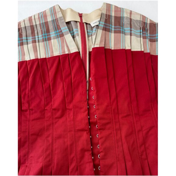 Tory Burch "Claire McCardell" Midi Dress | Size 2 | Red Madras Plaid - Picture 5 of 15